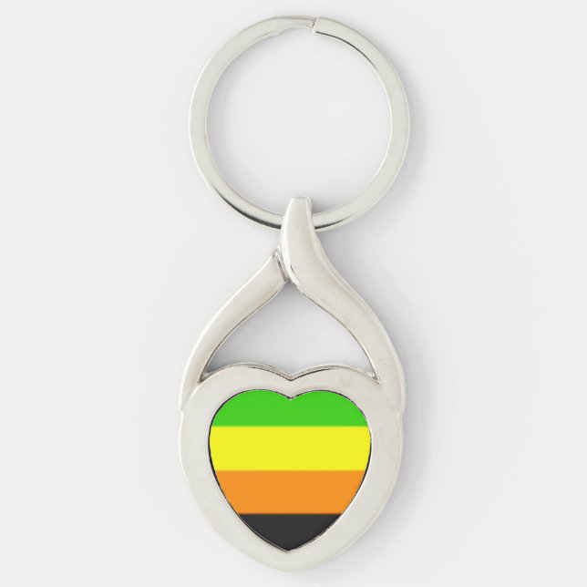 Fallln Aromantic Pride Flagga Twisted Heart Silverfärgad Nyckelring (Framsidan)