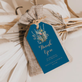 Fallmörker Vild Blommigt Bröllop Tack Presentetikett