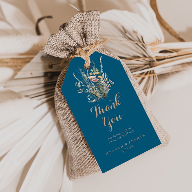 Fallmörker Vild Blommigt Bröllop Tack Presentetikett (Skapare uppladdad)