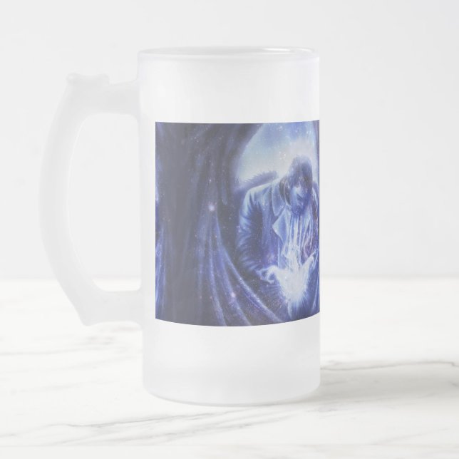 Falln Angel i Blue Frostat Ölglas (Vänster)