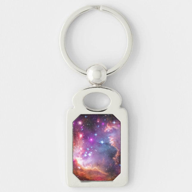 Falln Angelic Galaxy Rektangulärt Silverfärgad Nyckelring (Framsidan)