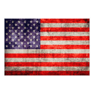 Falln Antique American Flagga Fototryck