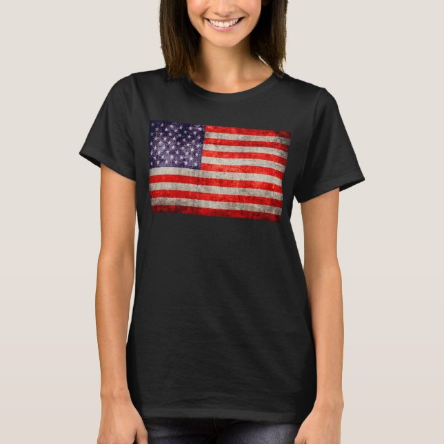 Falln Antique American Flagga T Shirt (Framsida)
