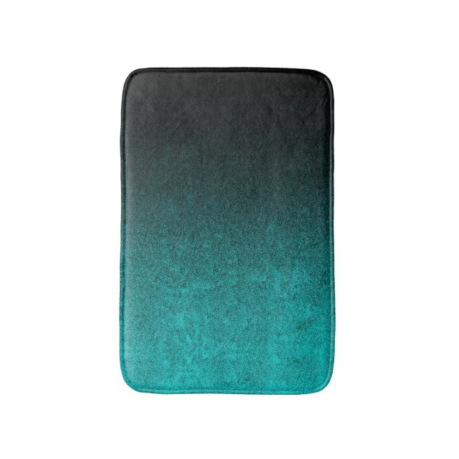 Falln Aqua & Black Glitter-övertoning Badrumsmatta (Framsidan (Vertikal))