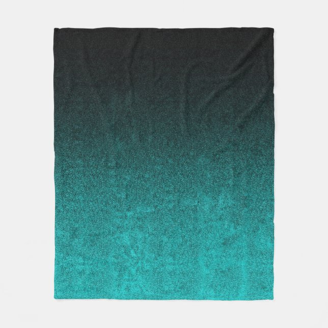 Falln Aqua & Black Glitter-övertoning Fleecefilt (Framsidan)