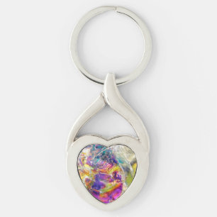 Falln Aura Crystal Twisted Heart Silverfärgad Nyckelring