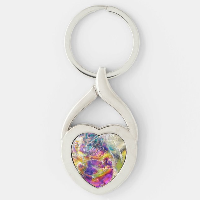 Falln Aura Crystal Twisted Heart Silverfärgad Nyckelring (Framsidan)