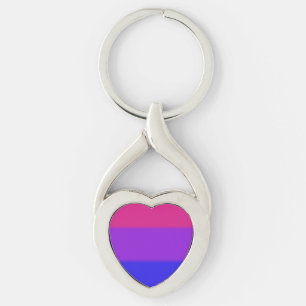 Falln bisexuell prideflagga twisted heart silverfärgad nyckelring