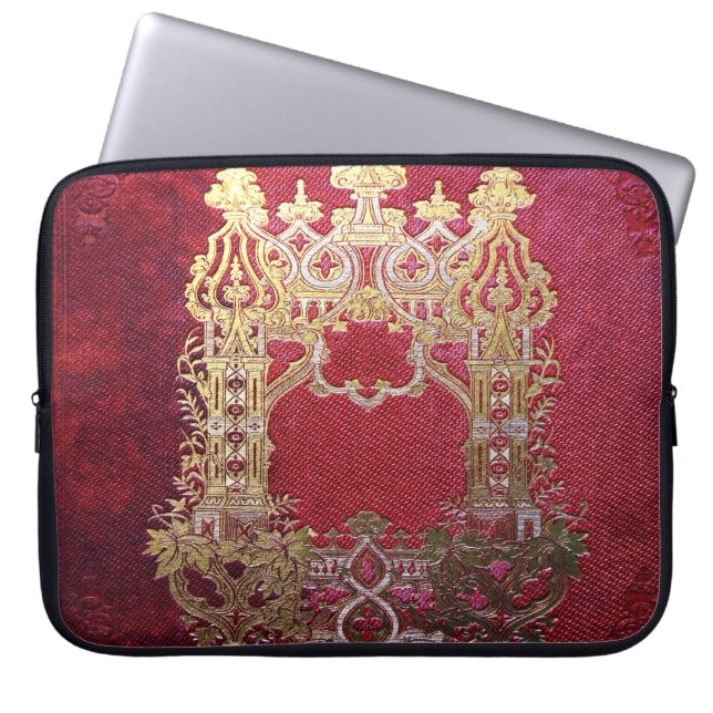 Falln Bläck Nedfläckad Crimson Laptop Sleeve (Framsidan)