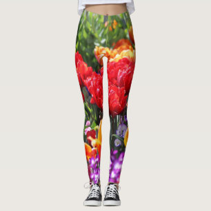 Falln Blommigt Crimson Vågar Leggings