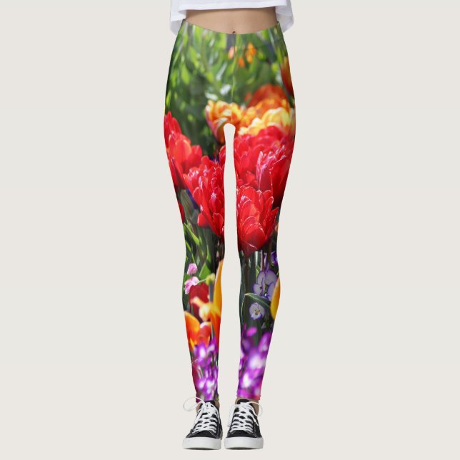 Falln Blommigt Crimson Vågar Leggings (Framsida)