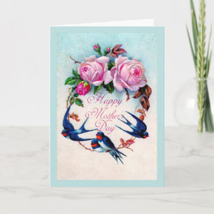 Falln Blue Birds och Ro Mors dag Kort