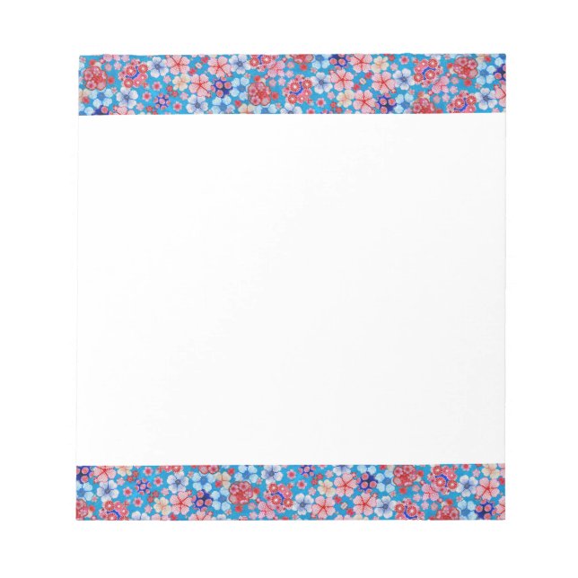Falln Blue Cascading Blommigt Chirimen Anteckningsblock (Framsida)