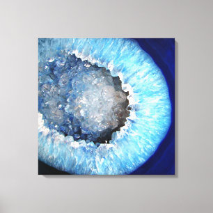 Falln Blue Crystal Geode Canvastryck