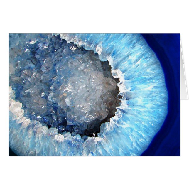 Falln Blue Crystal Geode Hälsningskort (Framsidan Horizontal)