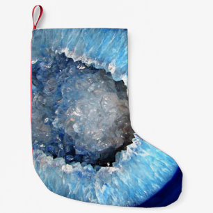 Falln Blue Crystal Geode Liten Julstrumpa