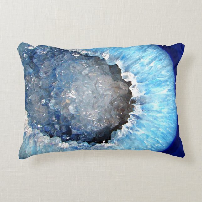 Falln Blue Crystal Geode Prydnadskudde (Framsidan)