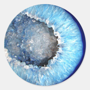 Falln Blue Crystal Geode Runt Klistermärke