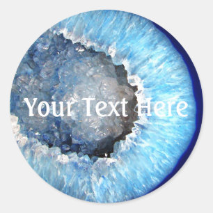 Falln Blue Crystal Geode Runt Klistermärke