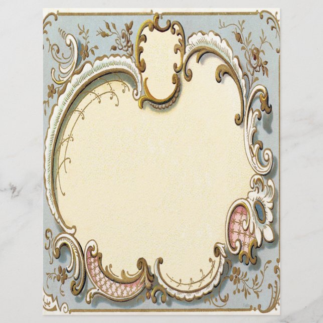 Falln Blue och Guld Victorian Ram Brevhuvud (Framsida)