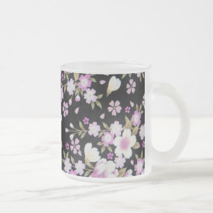 Falln Cascading Rosa Flowers Frostad Glasmugg