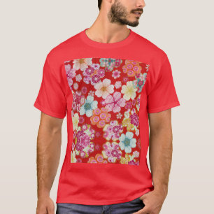 Falln Crimson Blommigt Chirimen T-shirt