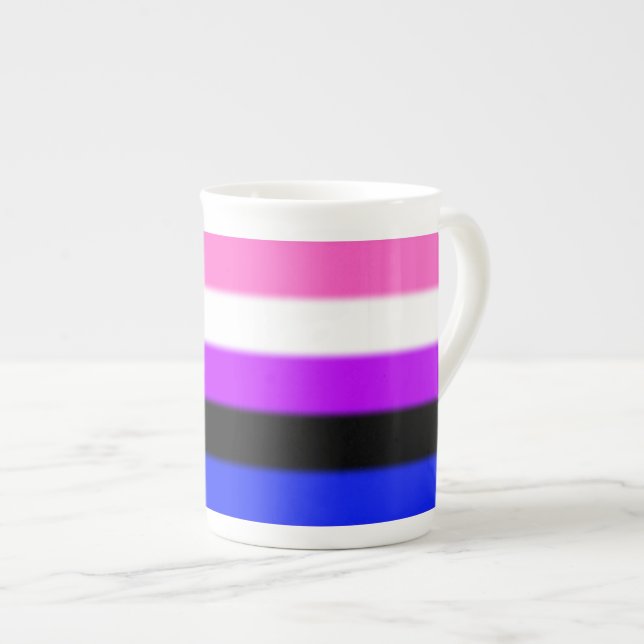 Falln Genderfluid Pride Flagga Benporslin Mugg (Framsida höger)