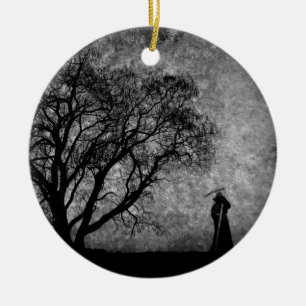 Falln Grim Reaper Art Boundations mellan Julgransprydnad Keramik