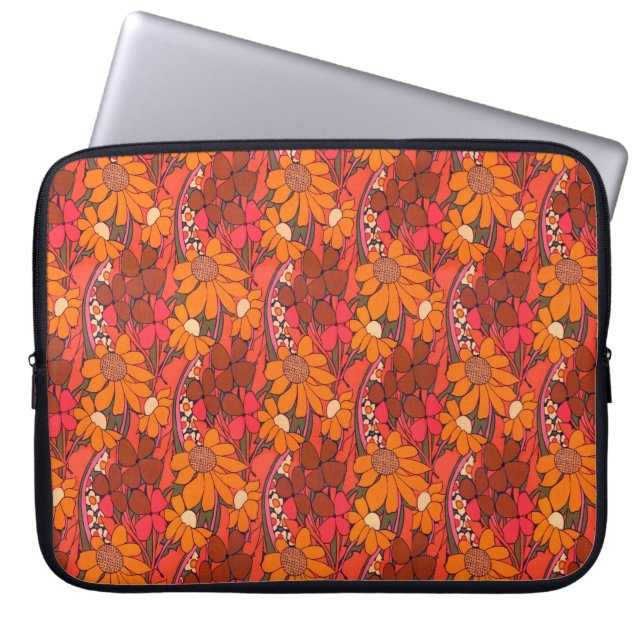 Falln Groovy Flowers Laptop Sleeve (Framsidan)