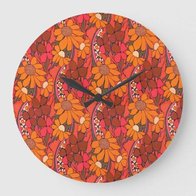 Falln Groovy Flowers Stor Klocka (Framsida)