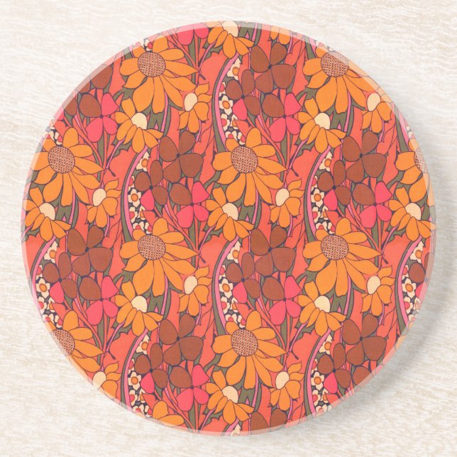 Falln Groovy Flowers Underlägg Sandsten (Framsidan)