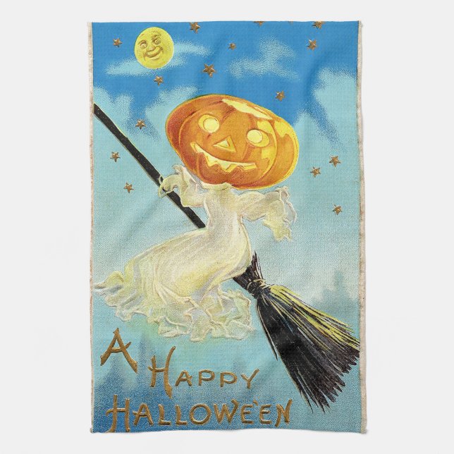 Falln Happy halloween Pumpkin Witch Kökshandduk (Vertikal)