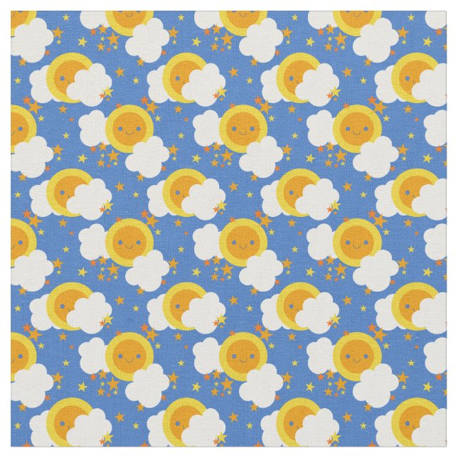 Falln Kawaii Måne, Stars, Sunshine Tyg (Närbild)