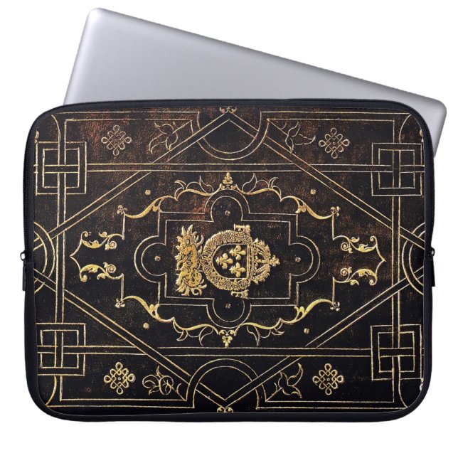 Falln Leather och Guld Laptop Fodral (Framsidan)