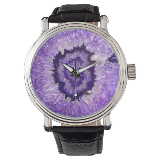 Falln Lila Agate Geode Armbandsur (Framsida)