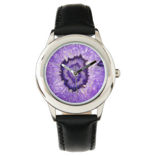 Falln Lila Agate Geode Armbandsur
