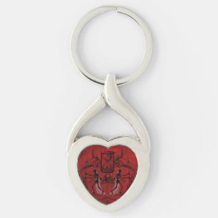 Falln Memento Mori Twisted Heart Silverfärgad Nyckelring
