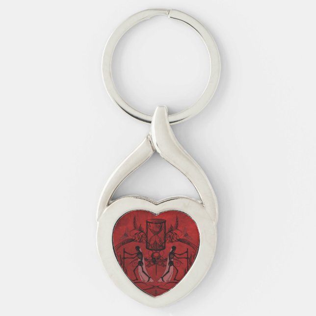 Falln Memento Mori Twisted Heart Silverfärgad Nyckelring (Framsidan)