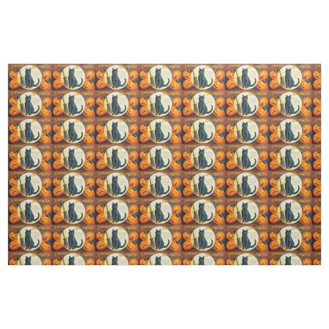 Falln Merry Halloween Cat Tyg (Fat Quarter)