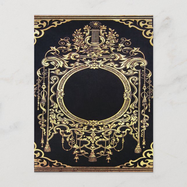 Falln Ornate Guld Ram (Perfekt för ett Monogram) Vykort (Framsida)