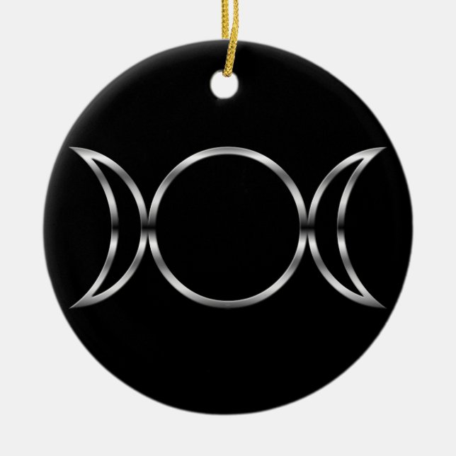 Falln Pagan Triple Goddess Symbol Julgransprydnad Keramik (Framsidan)