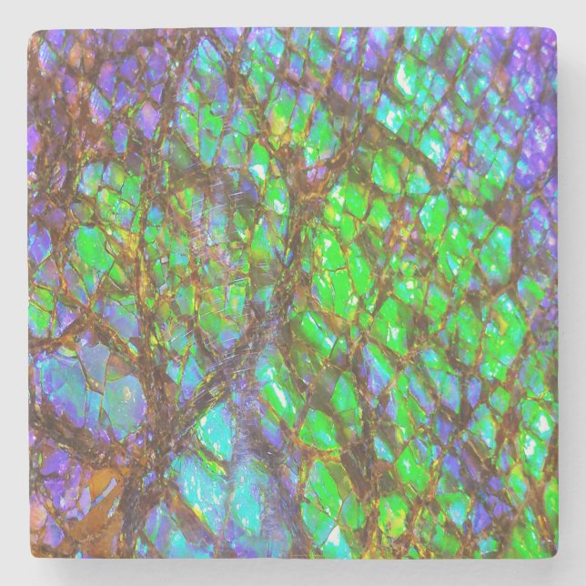 Falln Peacock Ammolite Stenunderlägg (Framsidan)
