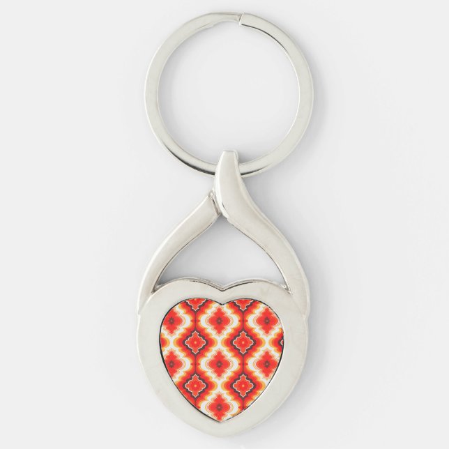 Falln Psychedelic Sunset Twisted Heart Silverfärgad Nyckelring (Framsidan)