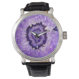 Falln purpurfärgad Agate Geode Armbandsur