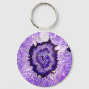 Falln purpurfärgad Agate Geode Nyckelring