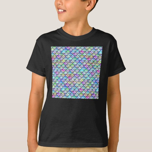 Falln Rainbow Bubble Sjöjungfru Scales Tee Shirt (Framsida)