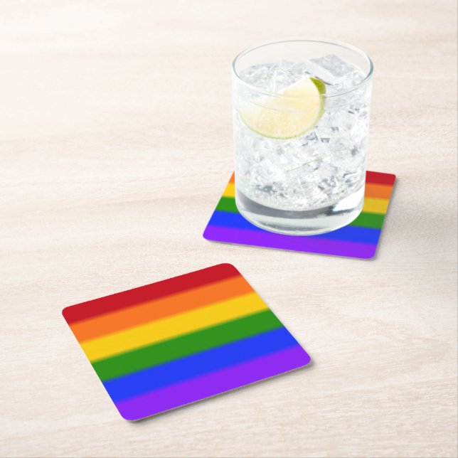 Falln Rainbow Gay pride Flagga Underlägg Papper Kvadrat (Insitu)