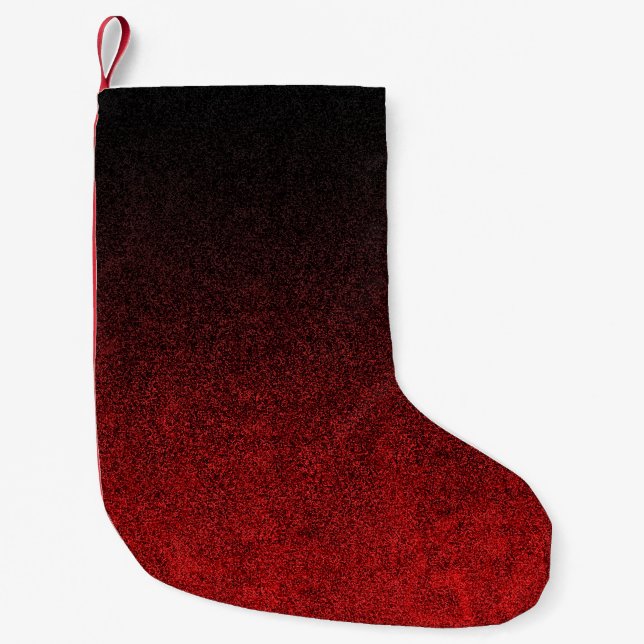Falln Red & Black Glitter-övertoning Liten Julstrumpa (Framsidan)