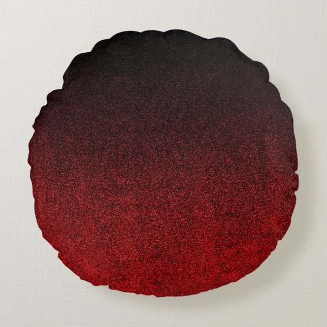 Falln Red & Black Glitter-övertoning Rund Kudde (Framsidan)
