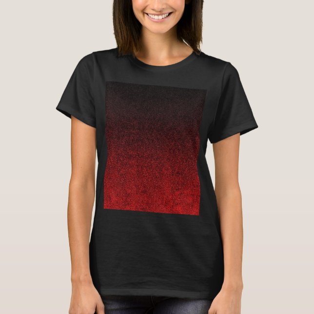 Falln Red & Black Glitter-övertoning Tee Shirt (Framsida)